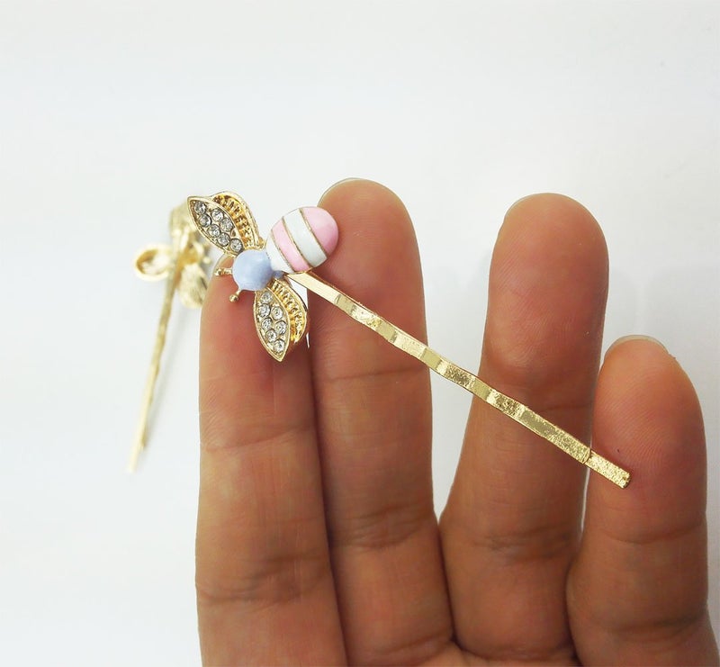 yueton Pack of 4 Women Honeybee Metal Hairpin Bee Crystal Hair Side Clip Barrette Bobby Pin Hairpin Hair Accessories - Image 5